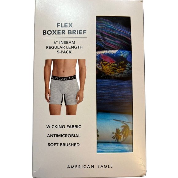 American Eagle Outfitters Other - NWT AMERICAN EAGLE 5 Pack Flex 6" Boxer Brief Underwear Sz L Blue